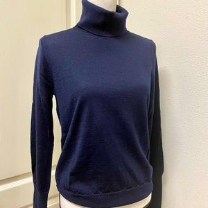 J.Crew Navy Merino Wool Turtleneck Sweater, Sz. M